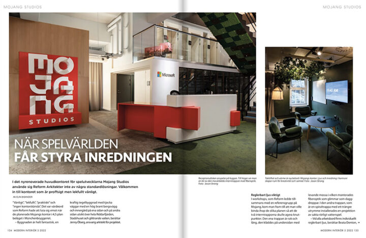 Report on Reform's work with Mojang in the latest issue of Modern Interiör